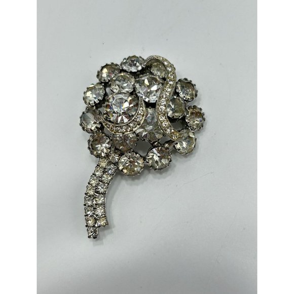 Vintage Rhinestones Brooch Clear Glass Stones Prong Set Shooting Star Design - Picture 2 of 6